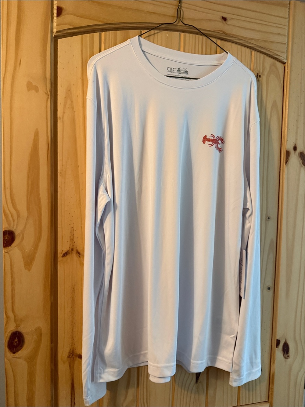 C&C California Men's Long-Sleeve Performance Tee - White with Red Logo